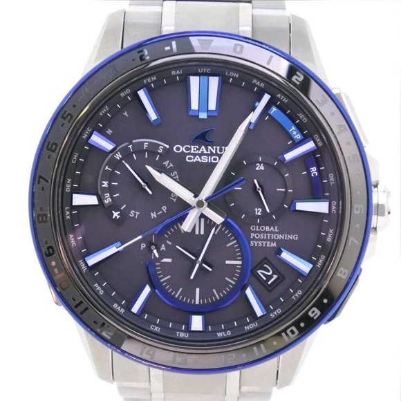 CASIO OCW-G1200-1AJF GPS Oceanus Watches blue/black titanium Solar Powered. - Picture 6 of 8